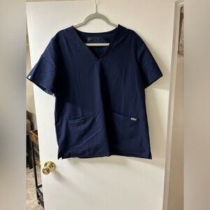 Navy figs scrub top